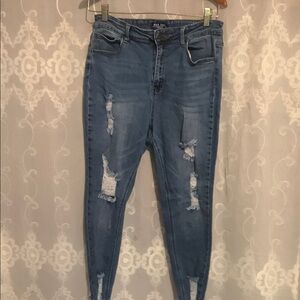Wax Jean Women's Light Blue‎ Ripped Skinny Jeans